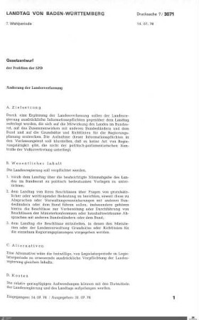 Gesetzentwurf der SPD: Änderung der Landesverfassung