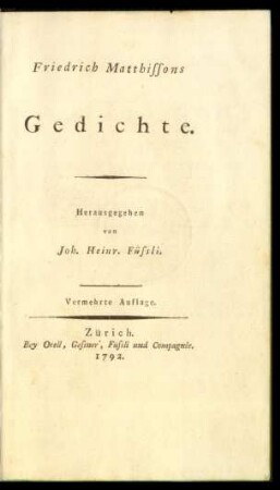 Friedrich Matthissons Gedichte