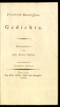 Friedrich Matthissons Gedichte