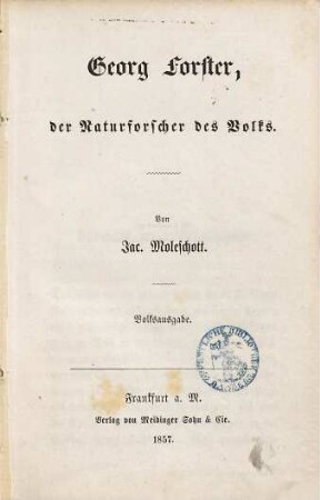 Georg Forster, der Naturforscher des Volks
