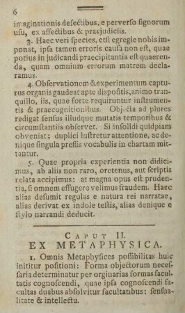 Caput II. Ex metaphysica.
