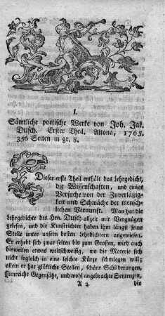 I. Sämtliche poetische Werke. T.1.