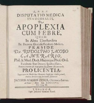 Disputatio Medica Inauguralis, De Apoplexia Cum Febre