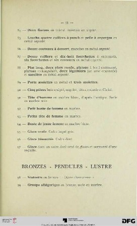 Bronzes – Pendules – Lustre (Nr. 98-110)