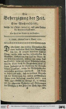 X. Stueck, Ohrdruf den 6. Martii 1772.