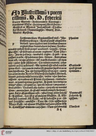 Ad Illustrissimū D. D. Federicū Ducem Saxonie : Archicomitem Thoringie : marchionē Misne [...]