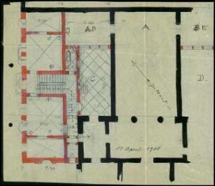 Handzeichnung Grundriss Anbau (Hauptgeschoss)