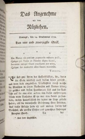 Das vier und zwanzigste Stück. Montags, den 14. Brachmonat 1756.