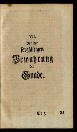 VII. Von der sorgfältigen Bewahrung der Gnade