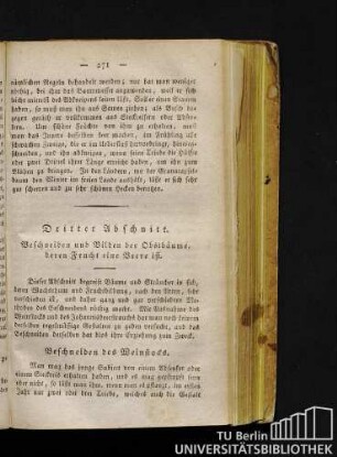 Dritter Abschnitt. Beschneiden und Bilden der Obstbäume, deren Frucht eine Beere ist.