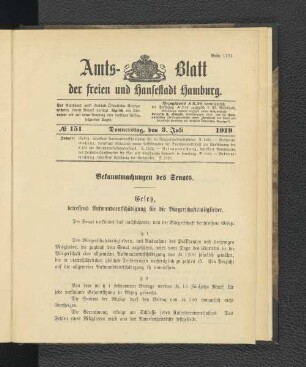 No.151, Donnerstag, den 3. Juli 1919