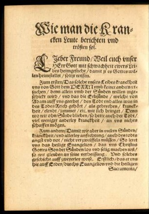 Wie man die Krancken Leute berichten und trösten sol.