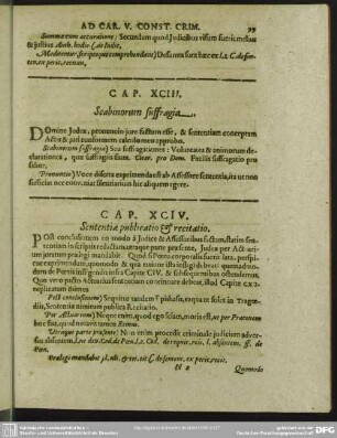 Cap. XCIV. Sententiae publicatio & recitatio