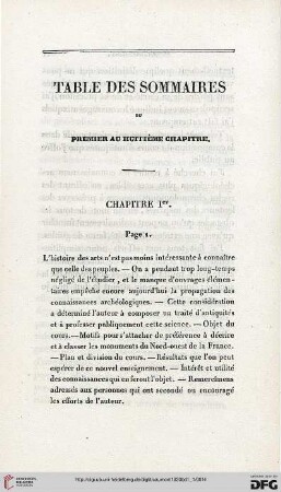 Table des sommaires