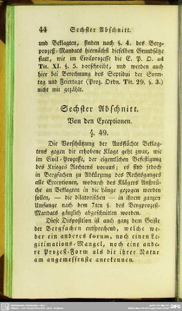 Sechster Abschnitt. Von den Exceptionen