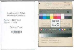 Entnazifizierung Franz Sicking , geb. 24.12.1917 (Beamter)