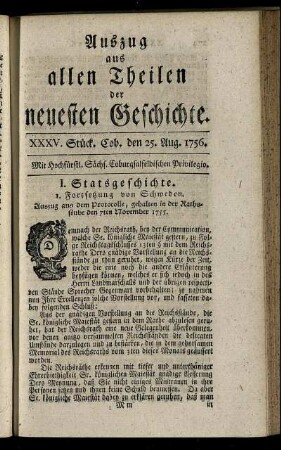 XXXV. Stück. Cob. den 25. Aug. 1756.