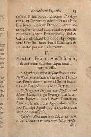 II. Sanctum Petrum Apostolorum, & universae Ecclesiae caput constitutum esse.