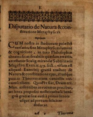 Disp. de natura et constitutione metaphysicae