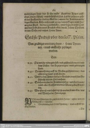Sechste Predigt uber den 107. Psalm