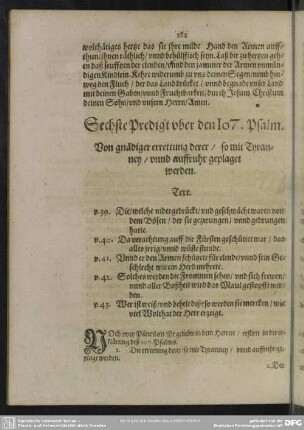 Sechste Predigt uber den 107. Psalm