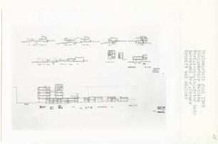 Wohnquartier, Berlin-Wedding (Diplomarbeit bei Willy Kreuer): Ansichten und Schnitte 1:200