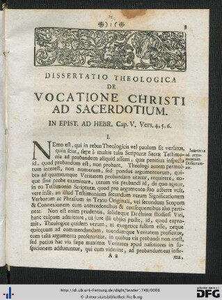De Vocatione Christi Ad Sacerdotium I - XX.