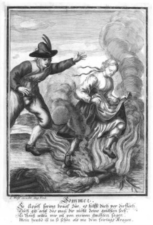 Sommer : Sommer. Aus der Folge "Vier Jahreszeiten". Kupferstich; 290 x 190 mm (vor 1724; M. Engelbrecht). Dresden: Kupferstich-Kabinett 107605 in B 1360, 2