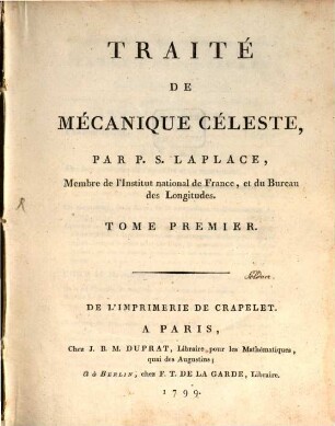 Traité De Mécanique Céleste, 1