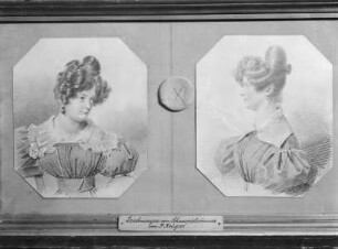 Zwei Zeichnungen von Schauspielerinnen
