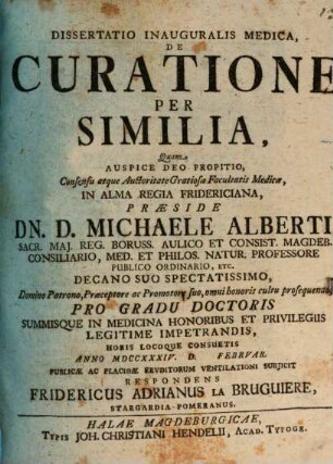 Diss. inaug. med. de curatione per similia