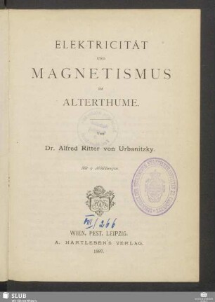 Elektricität und Magnetismus im Alterthume