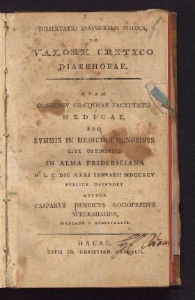 Dissertatio Inavgvralis Medica, De Valore Critico Diarrhoeae
