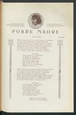 Pobre madre : Tango-canción. Novedad