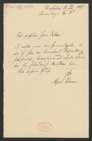 Brief an B. Schott's Söhne : 13.07.1897