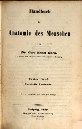 Handbuch der Anatomie des Menschen, 1. Specielle Anatomie