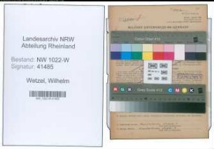 Entnazifizierung Wilhelm Wetzel , geb. 12.02.1887 (Beamter)