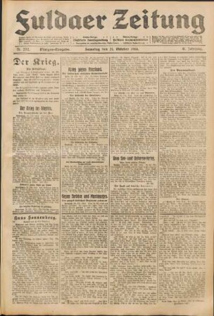Ausgabe vom Samstag, den 31. Oktober 1914.
