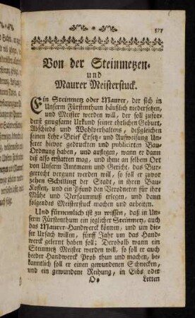 577-589, Von der Steinmetzen und Maurer Mesiterstuck. - Von Verhinderung an Vollführungen der Gebäuen.