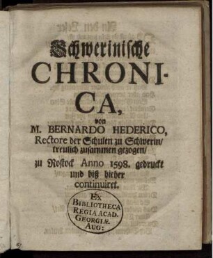 Schwerinische Chronica