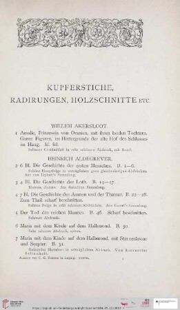 Kupferstiche, Radierungen, Holzschnitte etc. (Nr. 1-1548)