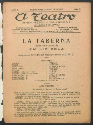 1922008100: La taberna : drama en 8 actos
