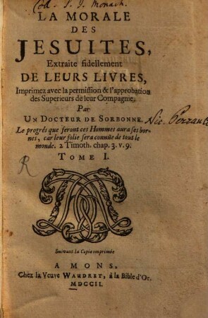 La Morale des Jésuites, 1