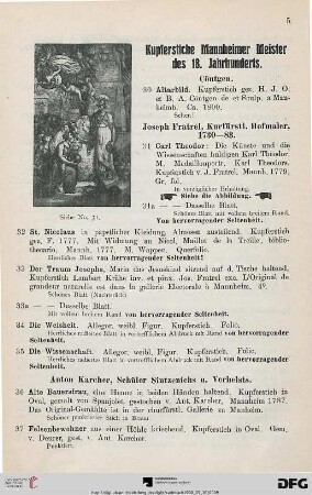 Kupferstiche Mannheimer Meister des 18. Jahrhunderts (Nr. 30-91)