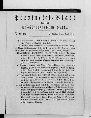 Num. 18., Ausgabe vom 9. April 1817