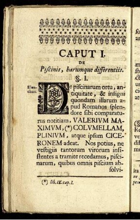 Caput I. De Piscinis, barumque differentiis.