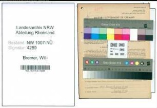 Entnazifizierung Willi Bremer , geb. 05.05.1900 (Landwirt)