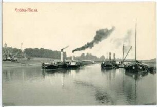 Gröba. Hafen mit Schleppern