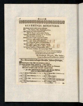 56-69, Reverendi Ministerii