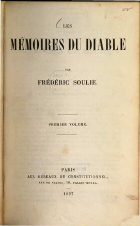 Les mémoires du diable par Frédéric Soulié, 1